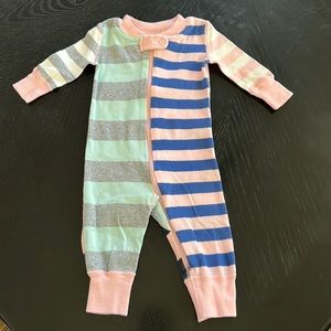 Hanna Andersson Layette Zip Up Footless Striped Sleeper, Size 50, 0-3 Months